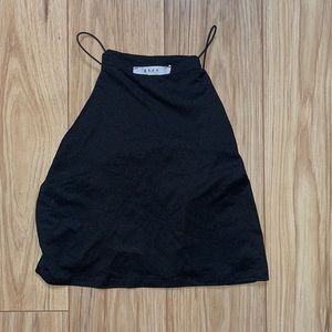 Gaze Black Crop Top with Scooped Sides